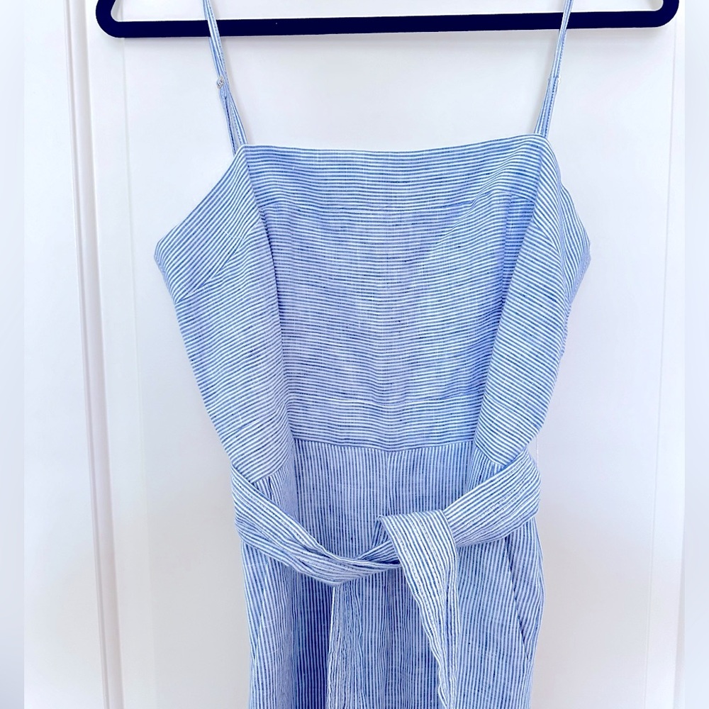 Blue and white stripped jumpsuit J. CREW